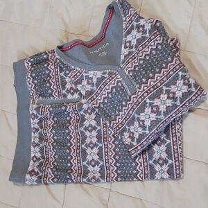 Nautica 2 Piece Pajama Set, Red & Gray Fairile Snowflake XXL NWOT